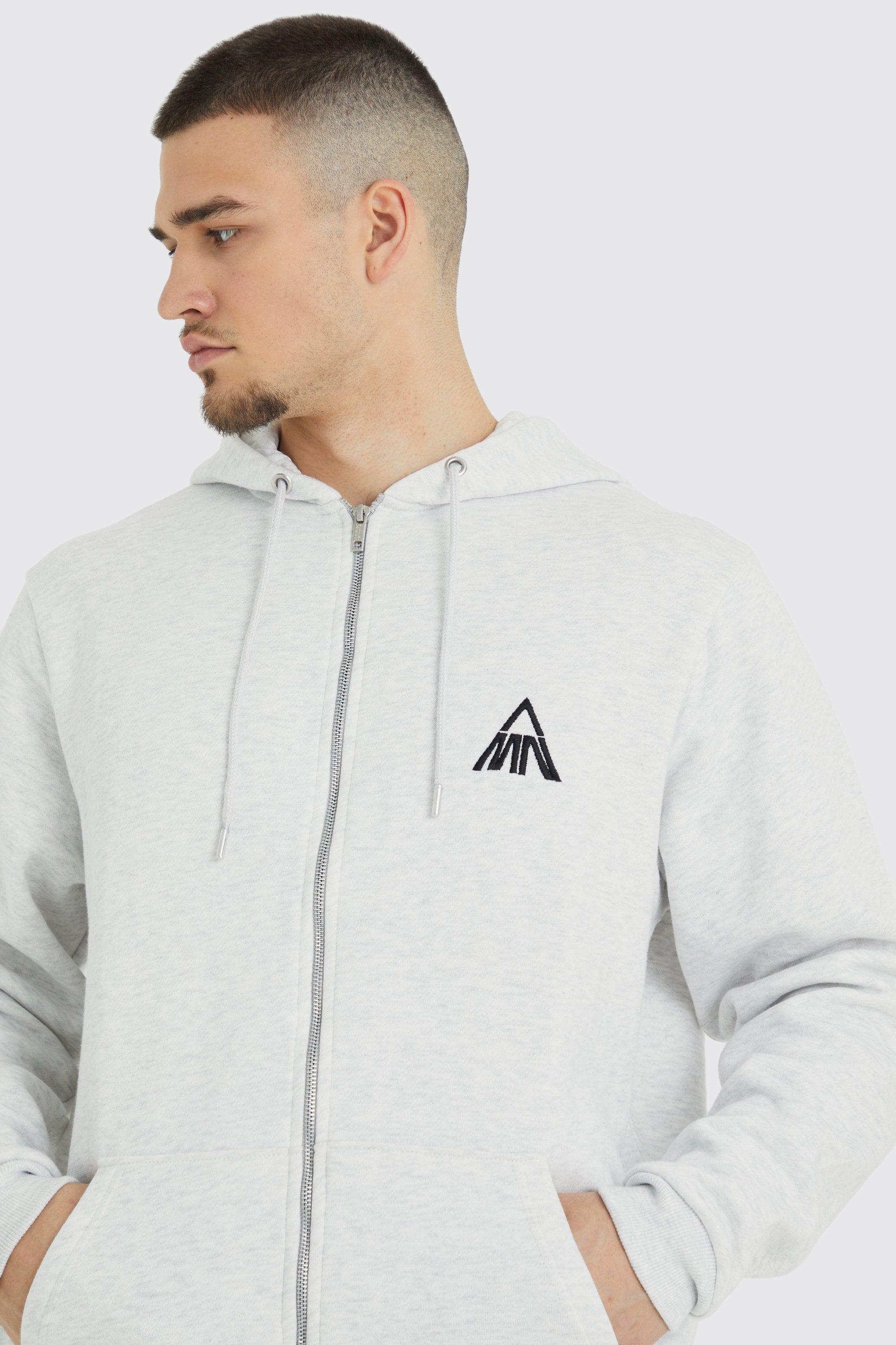 Mens Grey Tall Man Core Zip Through Hoodie, Grey